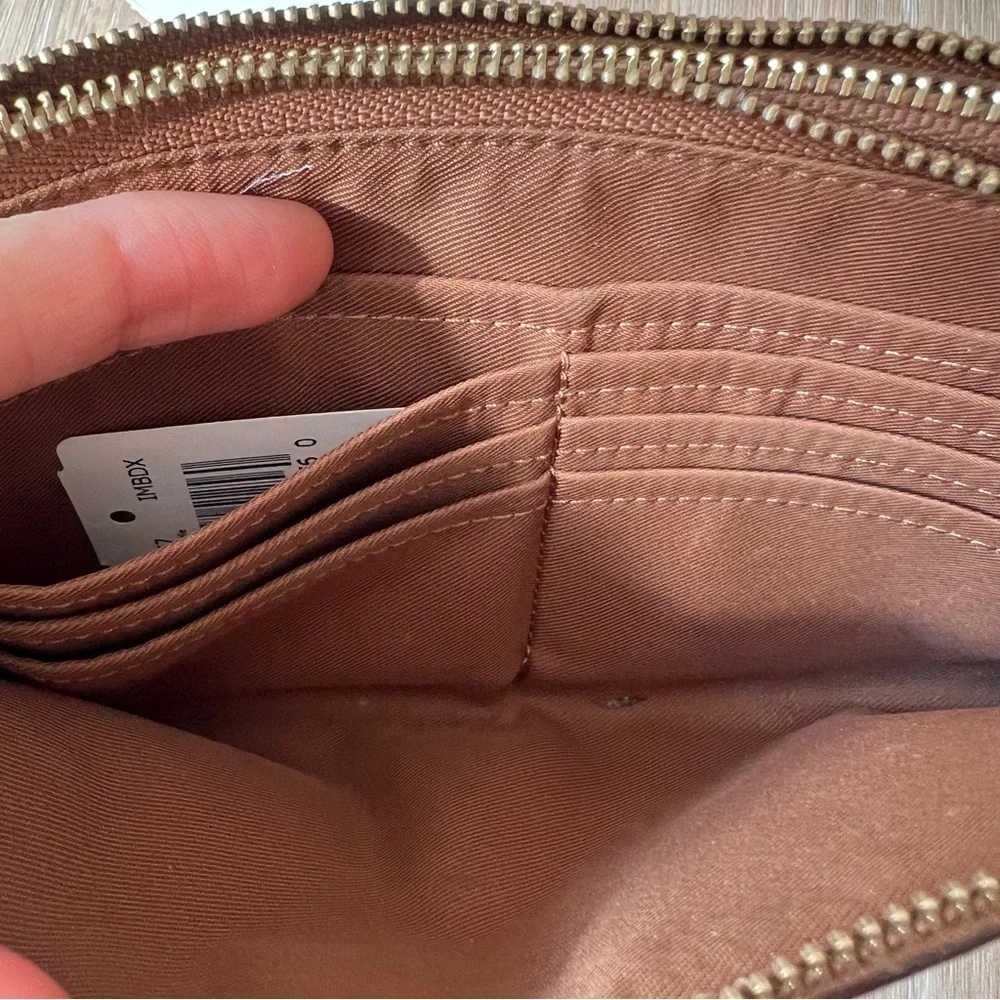 Coach Signature Zip Wallet Brown Canvas Wristlet Clutch